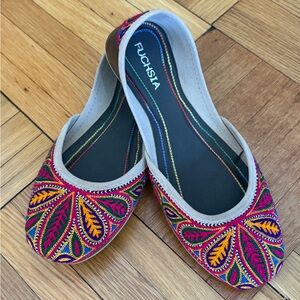 “Olivia” Multicolor Embroidered Women's Flats